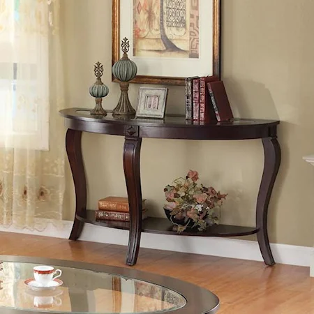 Transitional Oval Sofa Table W/Glass